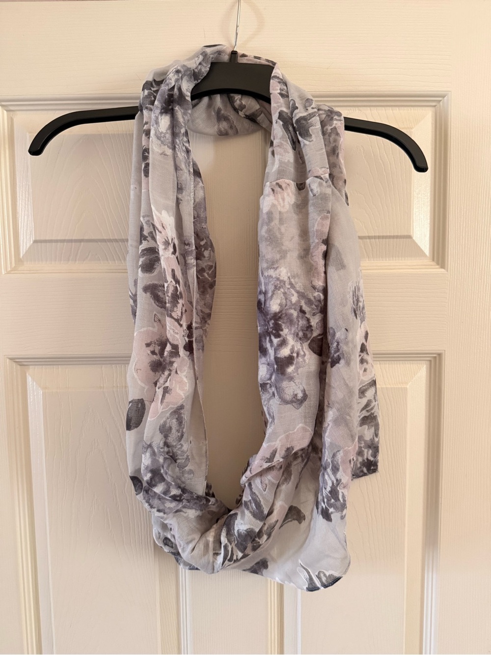 Light Gray Floral Infinity Scarf - Women Accessories